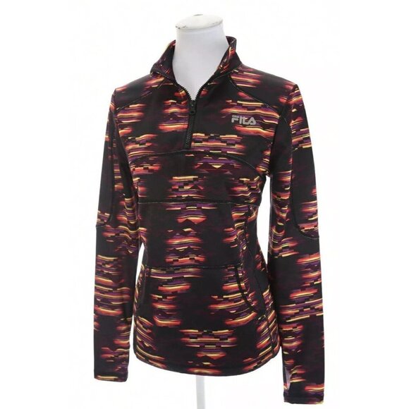Fila Sport Sz M Rainbow Striped Geo Fleece Lined 1/4 Zip Pullover Running Women - Picture 1 of 11